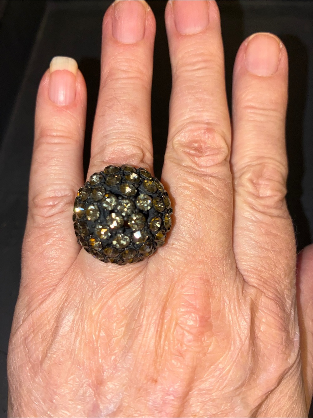 Smoky Crystal Dome Cocktail Stretch Ring